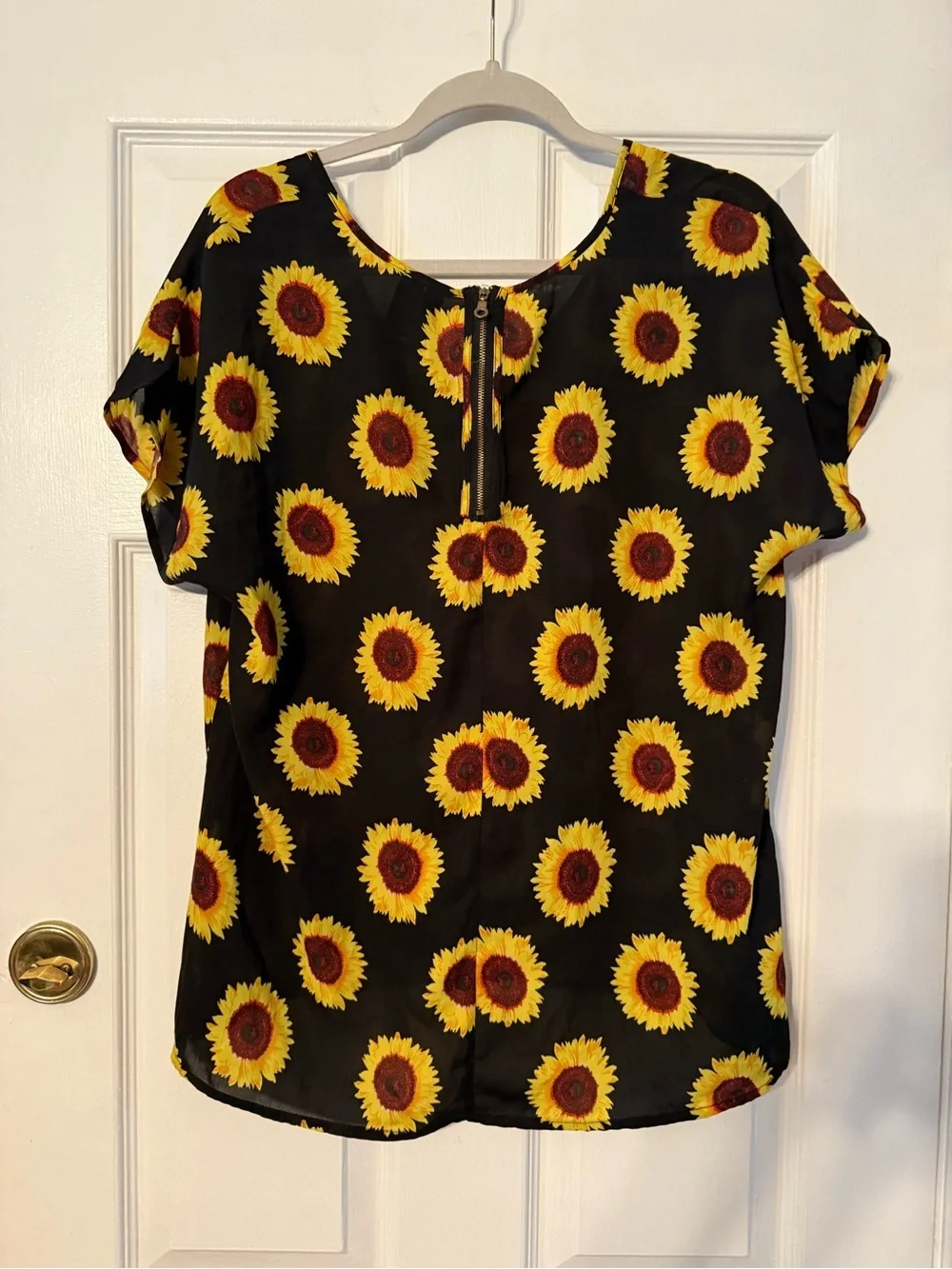 Fun & Flirt Black Sunflower Print Blouse